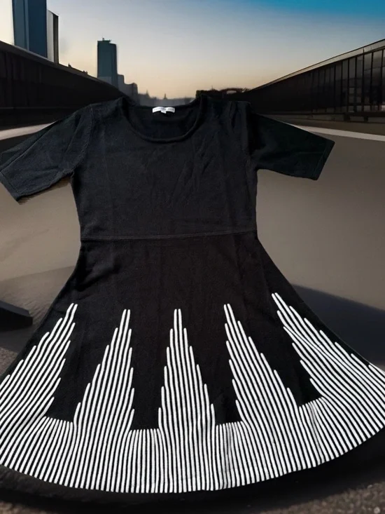 Sandra Darren women’s size M black and white knit sweater dress. Excellent Cond. - Picture 4 of 12